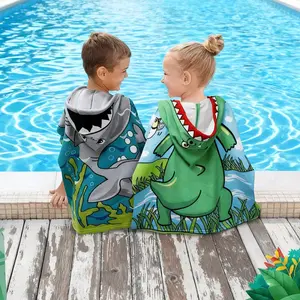 Cartoon Print Cute Multifunctional Children's Hooded Cape Towel, Microfiber Soft Gentle Care Quick-Dry Absorbent, Warm Comfortable for After Swimming Beach, for Boys Girls