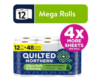 Quilted Northern Ultra Soft & Strong 2-Ply Toilet Paper, 12 Mega Rolls, 295 Sheets Per Roll