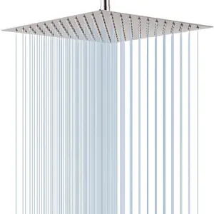 Square16 Inch Square Stainless Steel Shower  Rainfall Large Shower  Brushed Nickel High