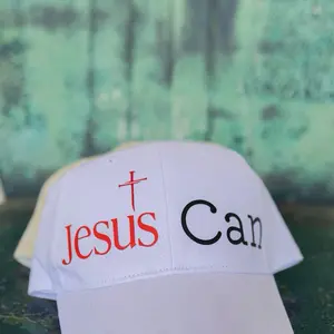 Jesus Can Hats White Baseball Cap with Red and Black Text for Everyday Wear