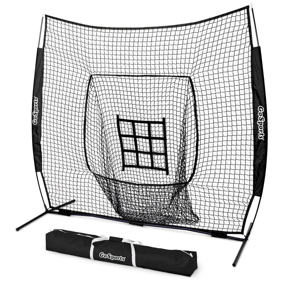 GoSports 7 ft x 7 ft Baseball & Softball Practice Hitting & Pitching Net, Training Equipment, Polyester