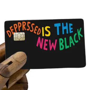 Depressed Is the New Black Credit Card Cover – Dark Humor Vinyl Sticker Design