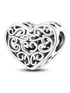 Hollow Out Heart Design Charm Bead, Heart Charm Decor, Fashion DIY Jewelry Accessories for Women & Girls, Trendy All-match & Exquisite DIY Jewelry for Gift, DIY Jewelry Making