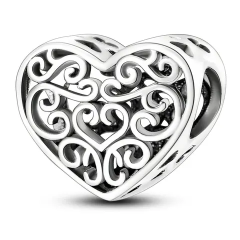 Hollow Out Heart Design Charm Bead, Heart Charm Decor, Fashion DIY Jewelry Accessories for Women & Girls, Trendy All-match & Exquisite DIY Jewelry for Gift, DIY Jewelry Making, DIY with Charms