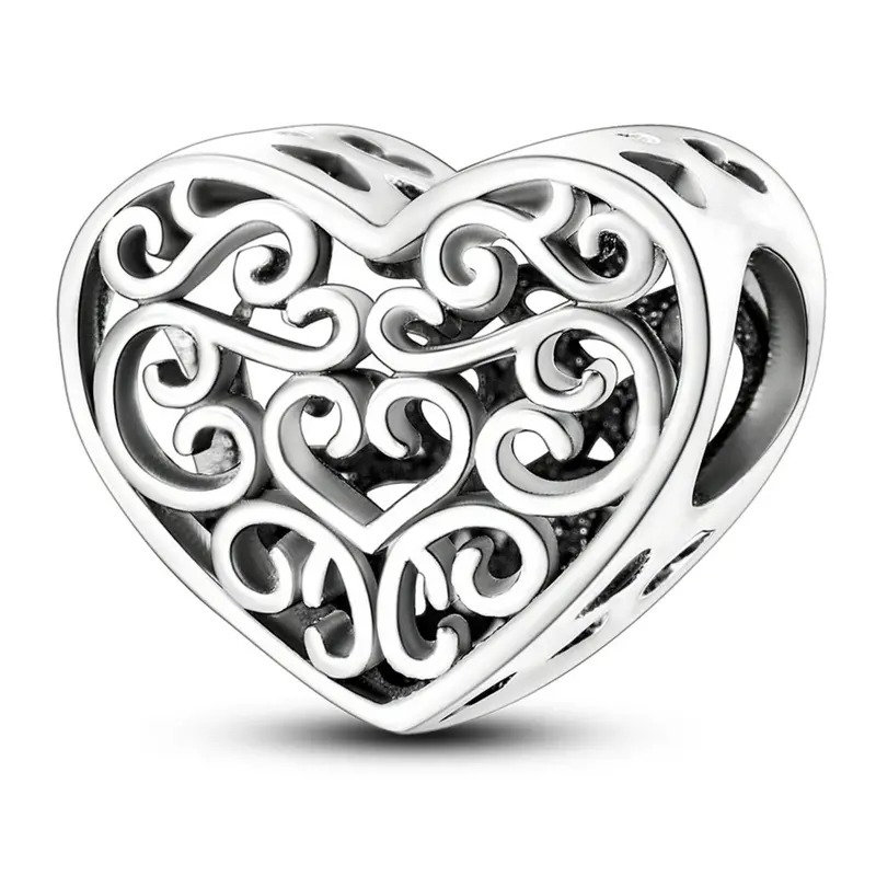 Hollow Out Heart Design Charm Bead, Heart Charm Decor, Fashion DIY Jewelry Accessories for Women & Girls, Trendy All-match & Exquisite DIY Jewelry for Gift, DIY Jewelry Making, DIY with Charms