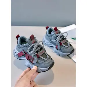 Unisex Kids' Colorblock Modern Sneaker Trainers - Age-Tagged Child Size, Velcro Closure, Thick Sole, Easy On/Off, All-Season Comfortable Versatile Sports Footwear, Modern Trainers