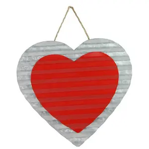 12" Corrugated Tin Double Heart Wall Hanging HV910672