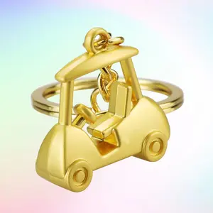Stellar Glint Creative Golf Cart Pendant Keychain 3D Simulation Sightseeing Cart Key Ring Golf Business Gift gift