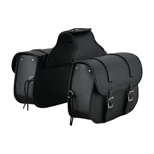 Vance Plain Motorcycle Saddlebags 18L Water-Resistant, Reinforced PVC Fits Honda, Yamaha, Kawasaki, Indian, Harley