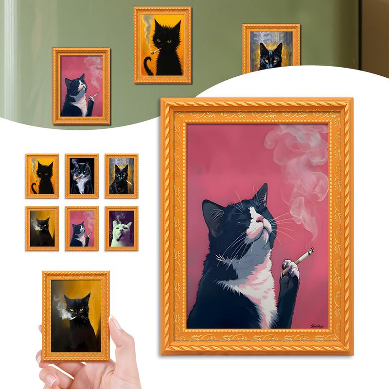 cute-cat-refrigerator-magnets-funny-wooden-rebellious-cat-smoking-art