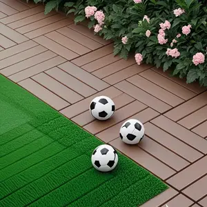 Plastic Interlocking Deck Tiles,44 Pack Patio Deck Tiles,12"x12" Square Waterproof Outdoor and Indoor All Weather Use,Poolside Balcony Backyar，Brown