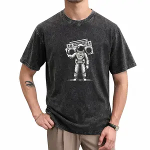 Vintage Astronaut Graphic Tee for Men and Women – Washed Look, Sizes S to 6XL