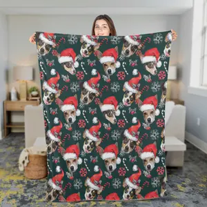 Rat Terrier Dog With Candy Blanket, Christmas Decor, Rat Terrier Dog Decor, Gifts For Dog Lovers, Christmas Gift, Sofa Throw Blanket Comfort Warmth Soft Blanket Fleece Blanket, Sherpa Blanket