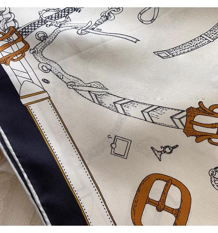 Dandana Scarf Versatile Silk Scarf with Saddle Buckle, Hair Scarf 100% Mulberry Silk, Women’s Diagonal Satin Silk Square Scarf, Look Rich Viral Scarf