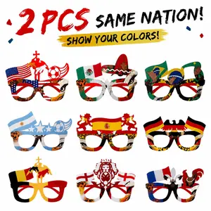 (2PCS)soccer fan party glasses frames — World country flag design | Frames only, no lenses; dedicated equipment for the 2026 season matches | Cup tournament style party glasses | United States, Mexico, Germany, Argentina, Brazil, Canada, Spain, Belgium