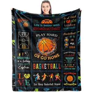 Punofell Basketball Gifts for Boys/Girls 8-12-14-16, Accessories Gift for Basketball Lover/Players, Basketball Team Stuff/Favors/Presents for Men/Coach, Soft Blanket 50" x 60"
