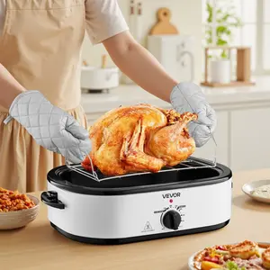 VEVOR Roaster Oven, 18QT Electric Roaster Oven, 150-450 Adjustable Temperature Electric Roasting Pan, Multifunctional Electric Roasters Oven with Self-Basting Lid, Removable Pan and Rack for Holiday