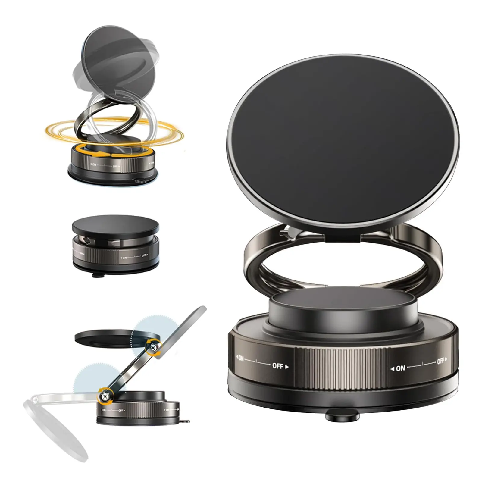 360° Adjustable Vacuum Magnetic Phone Holder, Suction Cup Phone Mount for Magsafe, Portable Cell Phone Holder for Car,Makeup/Gym/Mirror, Fit for All iphone iphone 11 and above
