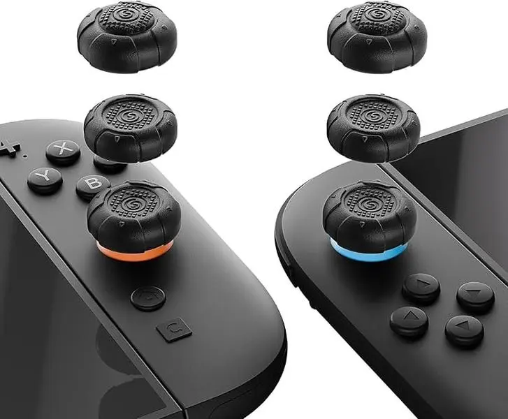 GeekShare G.S.Tac Edge Switch 2 Silicone Thumb Grip Caps Set - Anti-Slip, Scratch Resistant Console Accessories, Soft Silicone Feels Gentle in Hand, Protector for Switch 2 2025, 3 Pairs/6 Pcs (Black)