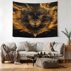 a Gold-Plated Lion Pattern Tapestry, a Fashionable Room Flag, Unique Wall Art For Living Rooms And Bedrooms, Soft And Durable, Suitable For Children And Adults, Daily Use, Festival Gifts, Birthday Gifts, Bedroom Decorations