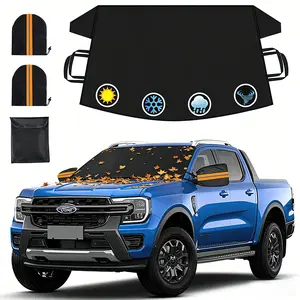 Windshield Cover for Ice and Snow, All-Season Car Windshield Cover with Heavy Duty Oxford Fabric, Windproof Front Window Protector Sun Shade with Mirror Covers for Cars, SUVs and Trucks