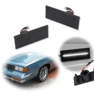 2PCS Smoked Lens White LED Side Marker lamps Lights For 1981 1982 1983 1984 1985 1986 1987 1988 Oldsmobile Cutlass 442,Replace OEM GM 915315, GM 915316, GM 915163, GM 915164