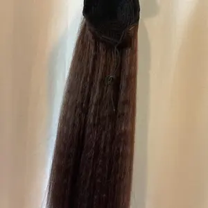 Brown yaki straight Drawstring ponytail synthetic high quality heat resistant hair 18in
