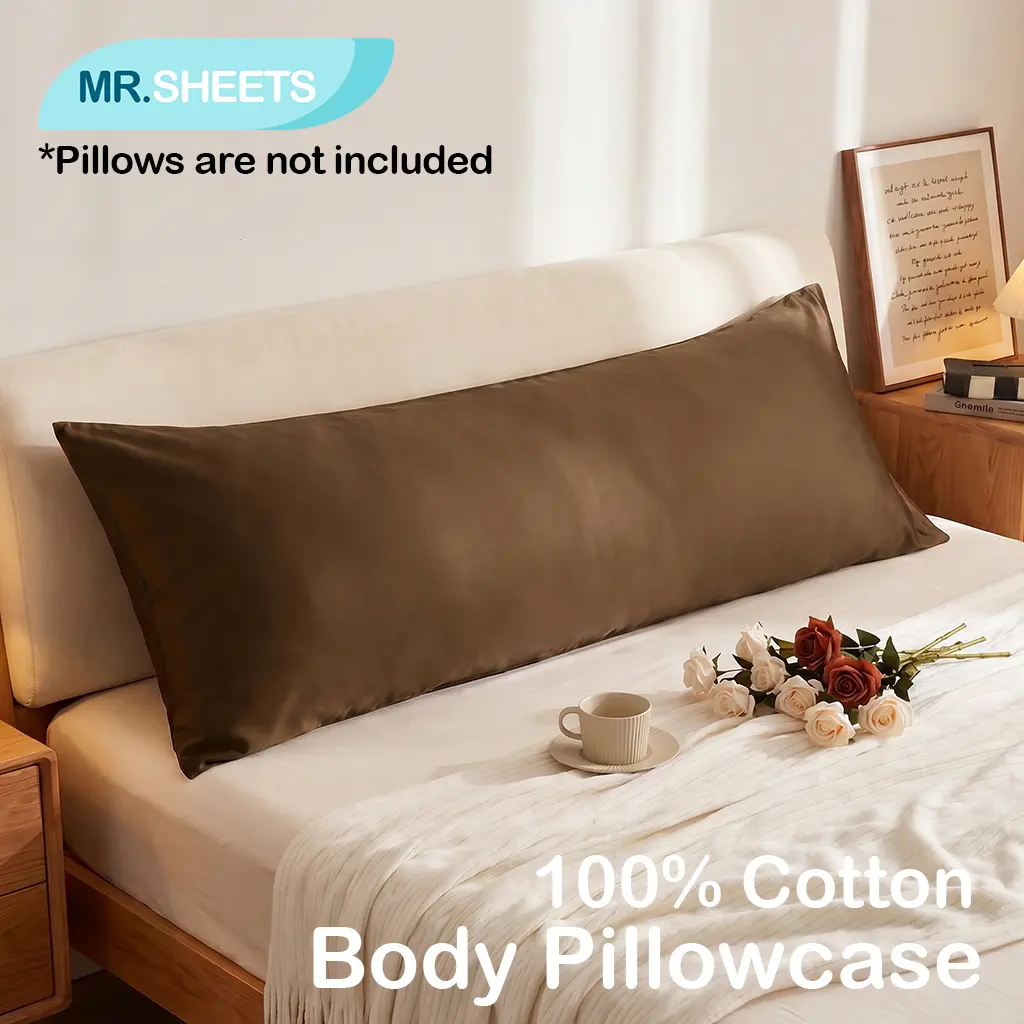 NTBAY 500 Thread Count Egyptian Cotton Body Pillowcase, 20x54 Inches Soft Breathable Long Pillow Cover, Envelope Closure, Luxurious Machine-Washable Bedding Accessory
