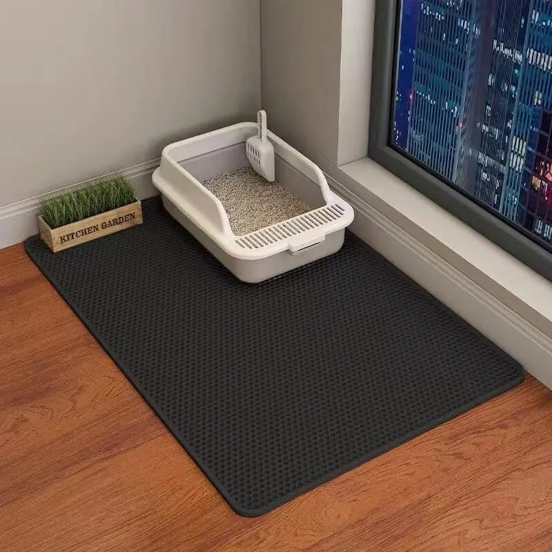 Cat Litter Mat - Double-Layer Filter Design, Anti-Track Pet Pad for Cats, Filtering Dirt, Keeps Floors Clean, Multi-Size, Stain Resistant