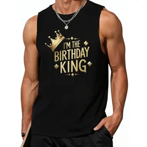 Stylish casual Vests featuring crown motif and I'm The Birthday King slogan