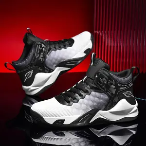 Men's Mid-Top Basketball Shoes Ultra-Light Breathable Shock-Absorbing Anti-Slip Wear-Resistant Sports Casual White Shoes with Flywire Technology for Daily Wear