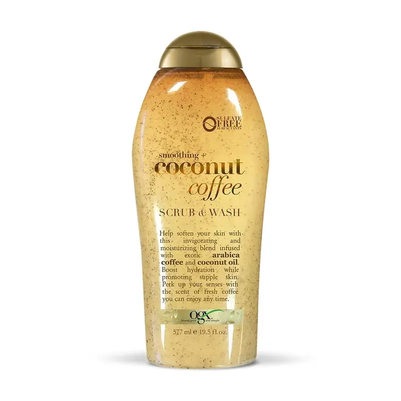 OGX Smoothing + Coconut Coffee Exfoliating Body Scrub 19.5 fl oz - Gently Exfoliates & Hydrates with Arabica Coffee & Coconut Oil for Radiant Skin