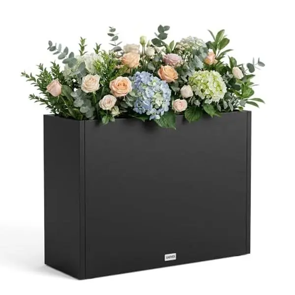 Heavy Duty Metal Raised Garden Bed Planter Box – 38" x 16" x 15" Large Rectangular Black Iron Outdoor Container for Patio, Backyard, Porch, or Deck – For Vegetables, Flowers & Herbs
