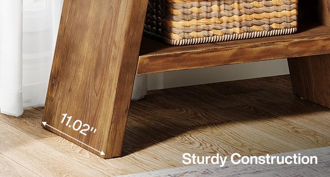 LITTLE TREE Solid Wood End Table for Living Room, Narrow Small Side Table with 2-Tier Storage, Farmhouse Bedside Nightstand for Bedroom, Small Places LITTLE TREE Solid Wood End Table for Living Room, Narrow Small Side Table with 2-Tier Storage, Farmhouse Bedside Nightstand for Bedroom, Small Places