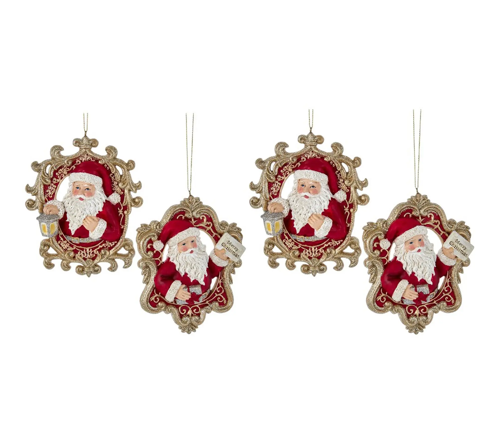 RC Home Decor -Set of 4 Elegant Santa Christmas Ornaments