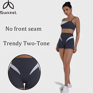 Sunzel Colorblock Women’s Biker Shorts, High Waist, Tummy Control — Ultra-Soft, Squat-Proof, Seamless Front, Workout Spandex Shorts