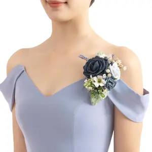 Artificial Shoulder Corsages Flowers  Set Of 2 Mother The Bride Floral Corsage For Wedding Ceremony Anniversary Formal Dinner Party (dusty Blue)