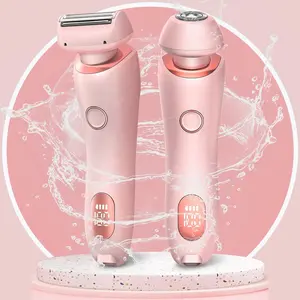 Electric Shaver with 2 Replaceable Blades, 1 Set USB Rechargeable Portable Body Hair Trimmer, Painless Hair Trimmer for Face, Beard, Arm, Leg, Armpit, Grooming Kit, Winter Gift, Rechargeable Shaver, Valentine's Day Gift