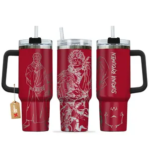Sukuna Jujutsu Kaisen Anime Custom 40oz Stainless Steel Tumbler With Handle