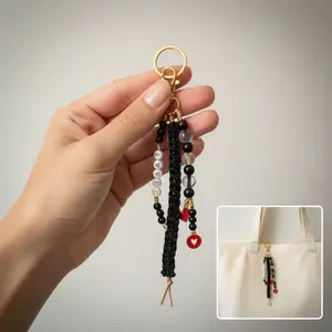 "Loved" Chic Handmade Beaded Keychains or Bag Charms with Macrame Accent Butterfly & Flower Accessorize Keys Bags or Backpacks Durable Stylish