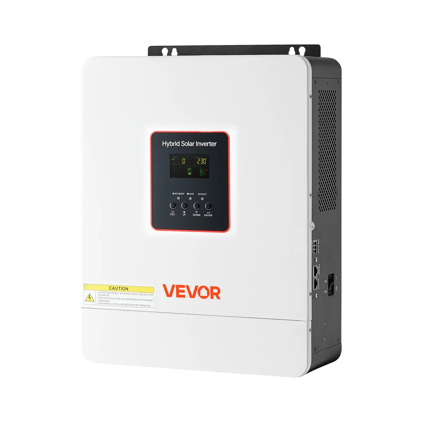 VEVOR 4000W Single-Phase Sheet Metal Hybrid Solar Inverter, 24V DC to 230V AC Pure Sine Wave, Built-in 120A MPPT Control Solar Controller & WiFi Module, for Lead Acid/Lithium Ion Batteries Off-Grid Use, 4000 W, 120A Mppt Solar Controller