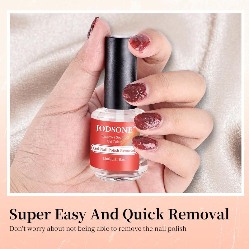 JODSONE Gel Nail Remover Kit with 15ml Remover, Cuticle Oil, Latex Tape & Complete Manicure Tools, No Soaking