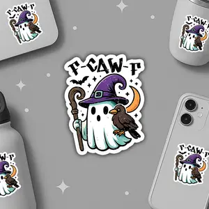 [Sticker Trending] Halloween F-Caw-F BOO Crow Black Bird Stickers, Funny Sassy Raven Lover Gift, Black Crow Moonlit Raven Sarcastic Vinyl Sticker