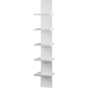 Extended 5 Tier Wall Shelf Unit - 43" Lack Display Floating Shelf, Narrow Smooth Laminate Finish - Vertical Wall Decor Mount Floating Storage Home Decor Organizer Tall Tower Utility Shelves(White)