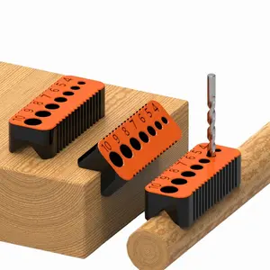 Professional Drill Bit Guide Set, Metric Drill Depth Guide Tool, Silver and Orange, 4mm-10mm Size Range, Woodworking and Metal Drilling Template, Power Tools