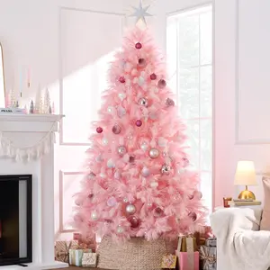 Best Choice Products Premium Artificial Pampas Christmas Trees, Multiple Colors & Sizes, Holiday Décor with Foldable Metal Base