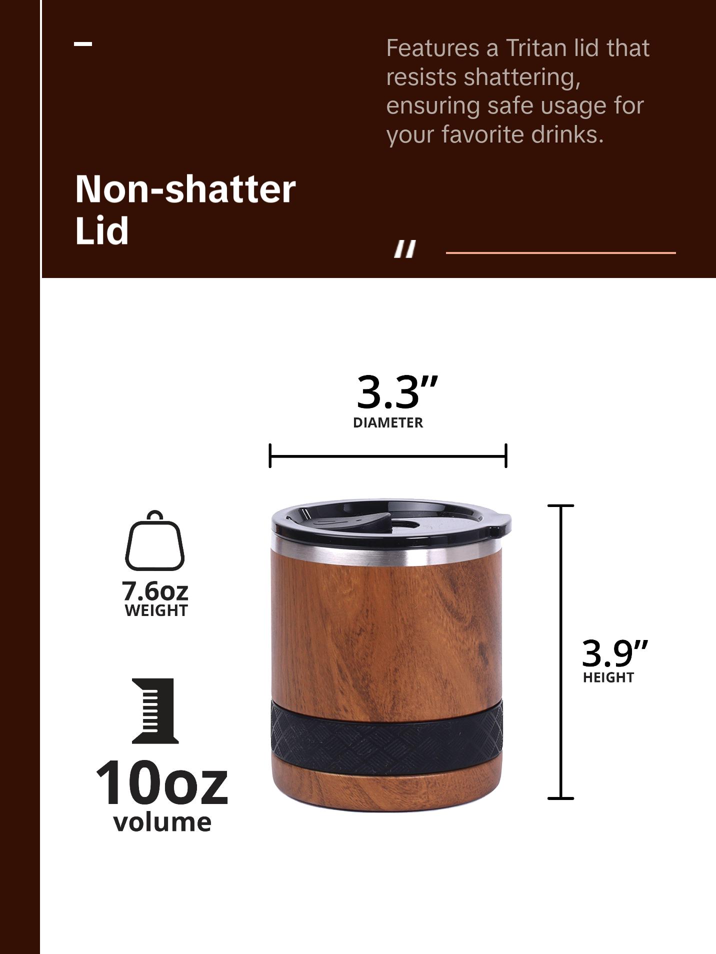 Elemental Lowball Tumbler 10oz - Stainless Steel Cup with Non-Shattered Tritan Lid, Insulated Whiskey Glass - Rocks Tumbler