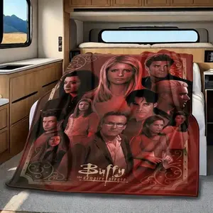 Buffy the Vampire Slayer themed printed plush blanket, soft and comfortable in all seasons, suitable for bedroom, bed, sofa, holiday birthday gift blanket plushthin quilt holiday gift Intense Nacho Printed Flannel Blanket