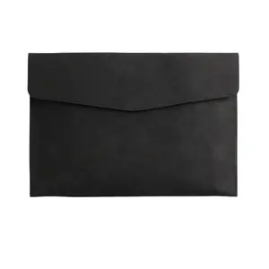 A4 Leather Document Bag – Business File Organizer, Snap Button, Waterproof, Large Capacity, Handheld – for Office & Meeting