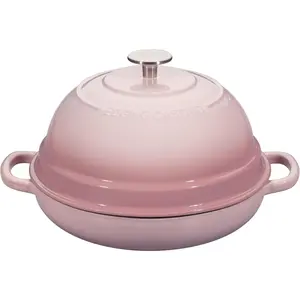 Enameled Cast Iron Dutch Oven Pot with Lid, Round Bread Oven for Homemade Sourdough Bread Baking, 6 Quart, Pink